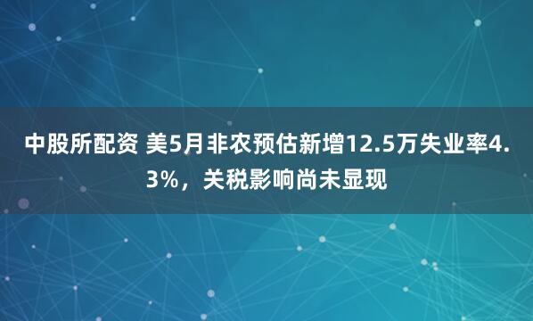 中股所配资 美5月非农预估新增12.5万失业率4.3%，关税影响尚未显现